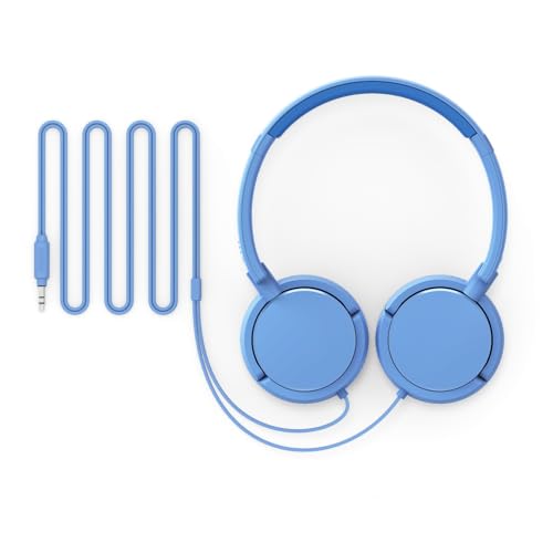 Philips K2019 Lightweight On-Ear Wired Kids Headphones - Built-in Mic, Safe Volume Limited, Foldable & Durable, Blue - color: Blue