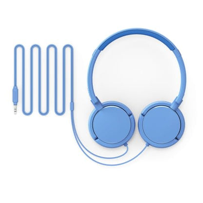 Philips K2019 Lightweight On-Ear Wired Kids Headphones - Built-in Mic, Safe Volume Limited, Foldable & Durable, Blue - color: Blue
