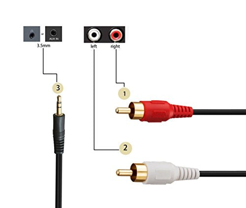 50 Ft 3.5mm to 2RCA Audio Cable, Heavy-Duty Dual Shielded Aux to RCA Stereo Cord for Cleaner Audio Transmission, Compatible with Home Theater, Receiver, Amplifier, TV, and Speaker Systems - size: 50 Feet