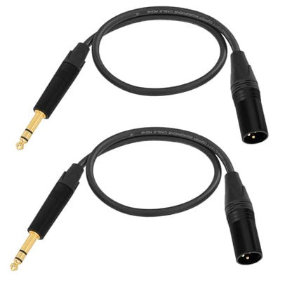 Balanced TRS to XLR Cable 2ft XLR Male to 1/4 TRS Male Stereo Audio Cable | Superbat Belden 1813A Shielded for Bass Guitar, Microphone, Speaker,Noise-Free Pro Audio 2-Pack - size: 2ft, style: 6.35mm TRS to XLR male