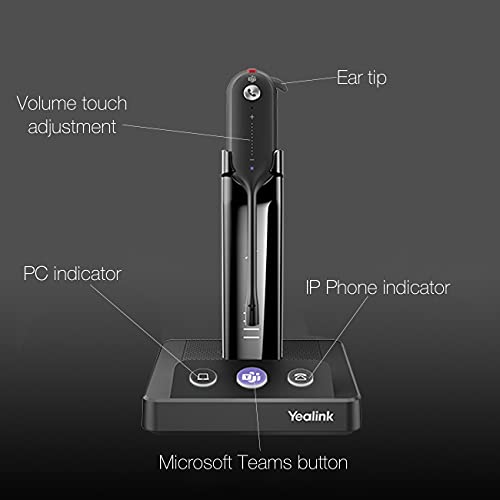 Yealink WH63 Teams Certified Headset with Headphones Stand Charger, Connects to Deskphone, PC/Mac, Made for Video Meeting on Teams, Zoom, RingCentral, Webex, Meet, Global Teck Microfiber Included