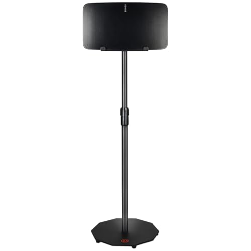 Dual Orientation Floor Stand for Sonos Five | Vertical or Horizontal Speaker Mount | Height Adjustable (25.6” - 40.2”) | Heavy Duty 6mm Steel, 44lb Load Capacity