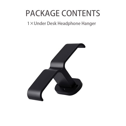 Heran Under Desk Headphone Holder, Adjustable Aluminum Hook with 360° Rotatable Dual Headset Stand Hanger, Space-Saving Solution for Home Gaming & Office Setup, Easy Installation, Black