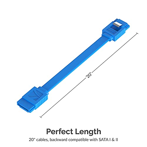 SABRENT SATA III (6 Gbit/s) Right Angle Data Cable with Locking Latch + SATA III (6 Gbit/s) Straight Data Cable with Locking Latch for HDD