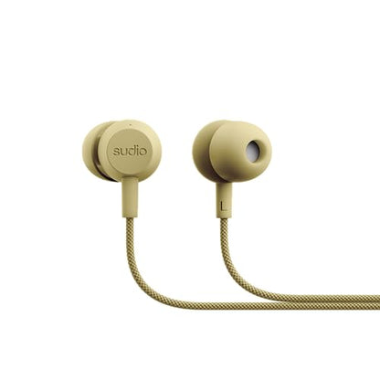 Sudio V3 Essential Wired Earbuds | in Ear Headphones with Cable and USB-C Connector | Tangle-Resistant Braided Cable | Built-in Microphone | IPX4 Water Resistant | No Charging Needed | (Yellow) - color: Yellow