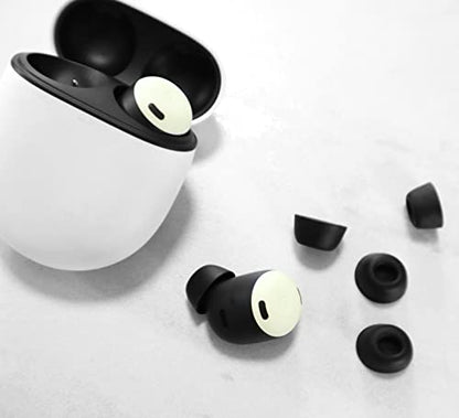 6 Pairs Eartips Compatible with Pixel Buds Pro Ear Tips Buds, Replacement Silicone Rubber Earbuds Gel Earplug Wing Fit in Case Accessories Compatible with Google Pixel Buds Pro - S/M/L Black - color: black