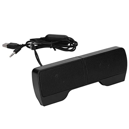 Zerodis Laptop Speakers, USB Powered Soundbar with Screen Clip, Stereo Computer Speaker for Monitor Desktop PC, Wired Mini Sound Bar with Passive Radiators, Plug and Play