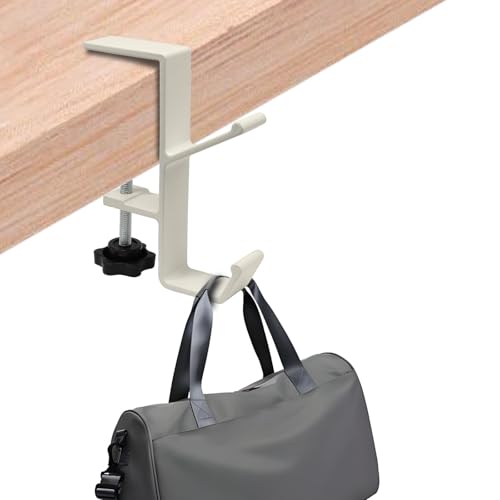 Desk Hooks for Bag & Headset Stand, Cream | Purse Hook for Table, Space-Saving Under Table Hanger, Aluminum - color: Cream