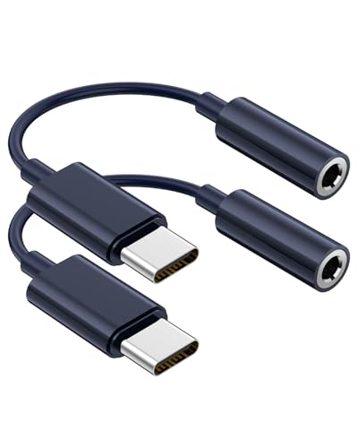 USB C to 3.5mm Audio Headphone Jack Adapter (2Pack), Aux to USB C Dongle Cord Cable Compatible with iPhone 17/16/15, iPad Pro, Samsung Galaxy S25 S24 S23 Ultra/Google Pixel - Blue - color: Blue