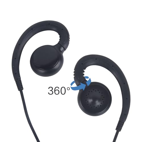 WODASEN Walkie Talkie Earpiece with Mic C-Swivel D-Ring G-Shaped Hook Two Way Radio Headset for Ailunce HD1 HD2 HA1G GP328plus EX500 RT47 RT47V RT48 RT29 NR30 RB23 Radios (C-Swivel) - style: C-swivel