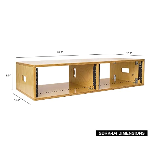 Sound Town DIY 2 x 4U Studio Rack with Baltic Birch Plywood, Golden Oak for Recording Room, Home Studio (SDRK-D4) - size: 2 x 4U, Golden Oak
