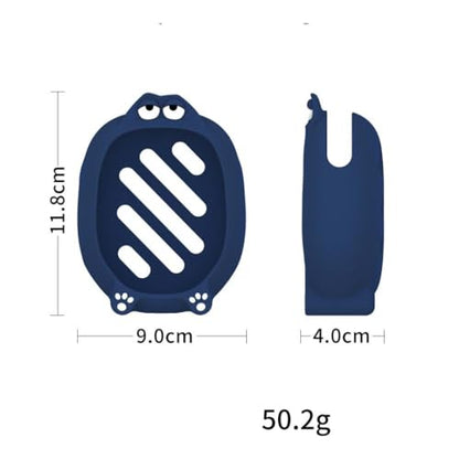 Soft Silicone Case for JBL CLIP5 Bluetooth Speaker Protective Cover Anti-Slip and Anti-Fall Fun Design with Paw Prints & Eyes Solid-Color Protector Sleeve (Blue) - color: Blue