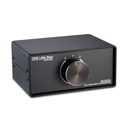 DoukAudio XLR Audio Switcher 3-In-1-Out: Balanced Passive Selector Stereo Converter for Multi Source Comparison Gold Plated Shielded Aluminum Studio HiFi Audiophile