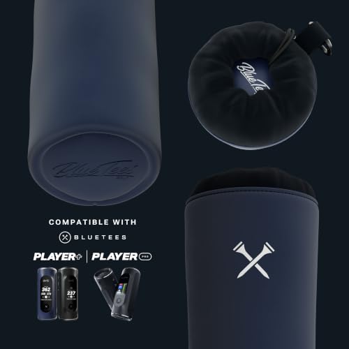 Blue Tees Golf GPS Case Compatible with Player+ & Player Pro GPS Speaker - Soft Carrying Protective Case with Drawstring Closure & Metal Cord Lock, Equipped with Carabiner Clip (Case Only) - color: Navy