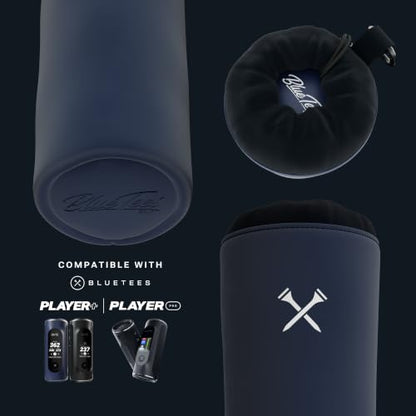 Blue Tees Golf GPS Case Compatible with Player+ & Player Pro GPS Speaker - Soft Carrying Protective Case with Drawstring Closure & Metal Cord Lock, Equipped with Carabiner Clip (Case Only) - color: Navy