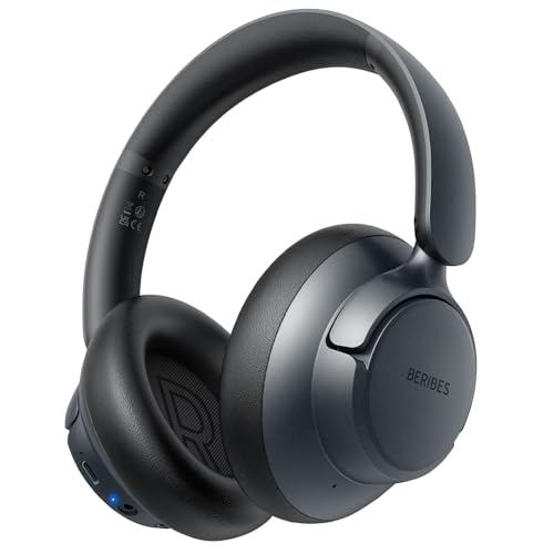 BERIBES Hybrid Active Noise Cancelling Headphones Wireless Over Ear 70Hours | Foldable Bluetooth 6.0,Transparent Modes,3.5MM Cable,Lightweight Built-in Mic,HiFi Stereo Deep Bass,Soft-Earpad,Fast Charging - color: Black
