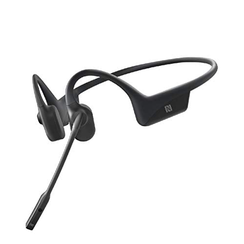 Aftershokz OpenComm (Rebranded as Shokz OpenComm) Wireless Stereo Bone Conduction Bluetooth Headset with Noise-Canceling Boom Microphone for Office Home Business Trucker Drivers Commercial Use, Black
