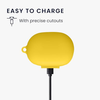 kwmobile Cover for Bose QuietComfort Earbuds Case - Silicone Cover for Earbuds Charging Case - Protective Headphone Holder with Carabiner Clip - Yellow - color: yellow