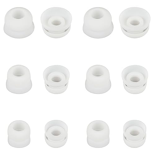 6 Pairs Double Flange Earbud Tips Compatible with Beats Fit Pro Ear Tips Silicone Ear Bud Tips Replacement Earbuds Cap White S M L - color: White