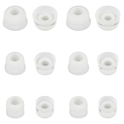 6 Pairs Double Flange Earbud Tips Compatible with Beats Fit Pro Ear Tips Silicone Ear Bud Tips Replacement Earbuds Cap White S M L - color: White