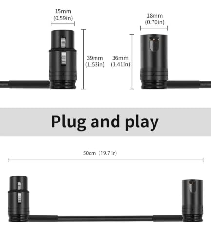 Adjustable 90 Degree XLR Male to Female Microphone Cable,Right Angle XLR Female to Male Adapter Cable,Rotatable Mic Cord for Mixer Microphone 1.64FT (50cm) 2pcs - style: 2PCS 1.64FT
