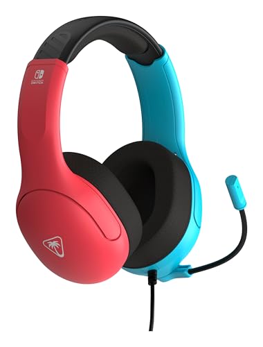 Turtle Beach Airlite Fit Wired Gaming Headset for Nintendo Switch 2, Lite | Also works with Nintendo Switch OLED, Flip-to-Mute Mic, Comfortable Ear Cushions, 40mm Speakers, Lightweight, Neon Blue & Red - color: Neon Blue & Red