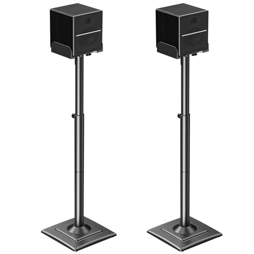 MOUNTUP Universal Speakers Stands Pair 34" to 43.3" Height Adjustable Holds Bookshelf Speakers Satellite Speakers Up to 11LBS Cable Concealing 1 Pair Spring-Loaded Plate Extends to 10" MU9138 Black - size: 34-43" Height