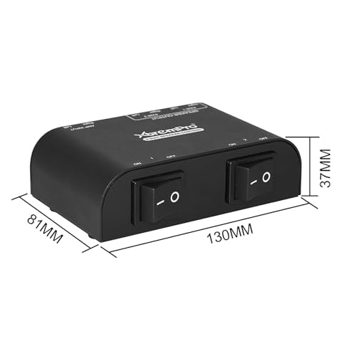 61048 2 to 4 Way Speaker Switch, 1 in 2 Out to 1 in 4 Out Way Pair Stereo Speaker Selector W/Terminal Clamps Metal Non-Slip Box - Black (1 x 2 Way) - color: Black
