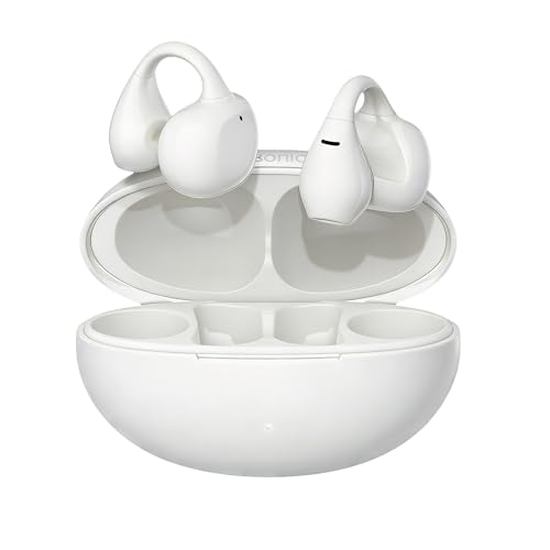 Open Ear Earbuds ENC AI Air Conduction Headphones 68H Playtime, Stereo Sound, Touch Control, Premium Clip-On Open-Ear Earphones for Office & Daily Use, White - color: White