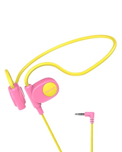 Mehomeli Kid Headphones, Air Conduction Open Ear Headphones, 3.5mm Jack | Ultra-Comfort, Ergonomic and Lightweight Design Perfect for School and Outdoor Activities-Yellow Pink - color: Yellow,Pink