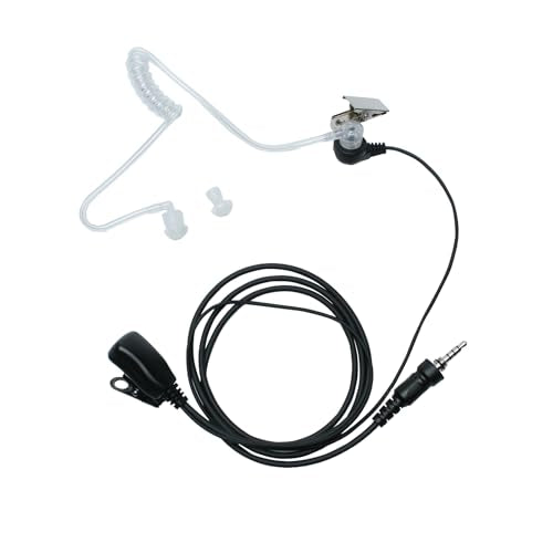 Tube Earpiece 3.5mm Threaded Compatible with Yaesu VX-6R HX400 | 3.5mm 4-pole threaded, acoustic tube, in-line PTT mic; Compatible with VX-7R FT-270R HX210 HX370s HX890 EVX-S24