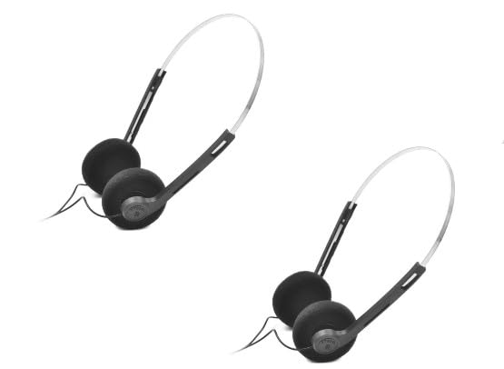 2 Pcs Retro On Ear Headphones, Wired Stereo Headphones, Lightweight Portable Headphone with Adjustable Headband, Cassette Player, Over-Ear (Black)