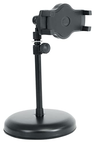 Rockville iStand 7 Adjustable Desktop Stand for iPad/iPhone/Tablet/Phone, 360 Swivel, Mic Clip Included, Perfect for Karaoke, Live Performances, and Presentations | Swappable Mount, Adjustable Height, Includes Mic Clip, 360 Degree Swivel, Desktop, Fits 4.