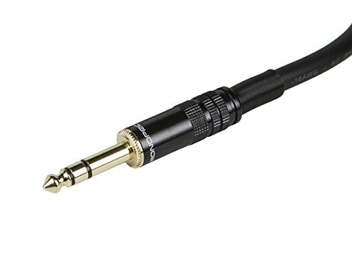 Monoprice 104792 3ft Premier Series 1/4in TRS Male to Male Cable, 16AWG (Gold Plated) Black - size: 3ft