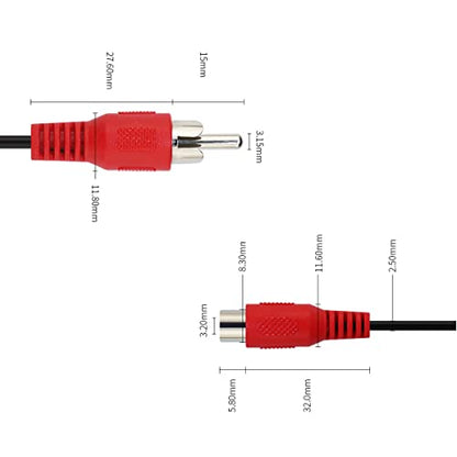 2 Pack 6inch RCA Female to Speaker Wire, RCA Female Plug Adapter Connector to Bare Wire Open End Audio Cable for Amplifier Audio Video Receiver Speakers