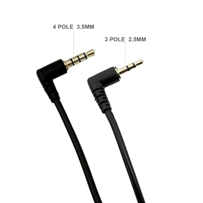 Seadream 2.5mm to 3.5mm Stereo Audio Cable 10inch, 3.5mm 4 Pole to 2.5mm 3 Pole Right Angle AUX Cable, Short Stereo Jack Connector, Black, 2-Pack