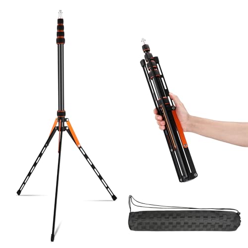 Soopho Portable Photography Light Stand Adjustable 7ft Aluminum Light Tripod Stand with 180° Reversible Leg Reversible Portable Studio Lighting Tripod ，Maximum Height 86.5“/220cm for Flsah Softboxes - color: Gold