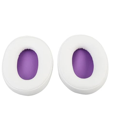 Replacement Ear Pads for ATHM50X M40X M30X M50, Comfortable Protein Leather Headphone Cushions, Sound Insulation Earpads for Studio Headphones, White Purple - color: White Purple