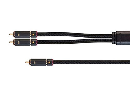 Monoprice - 138075 RCA to 2 RCA Pigtail Cable - 6 Feet - Black, M/Gold Plated Connectors, Double Shielded with Copper Braiding - Onix Series - size: 6 Feet, style: RCA to 2x RCA