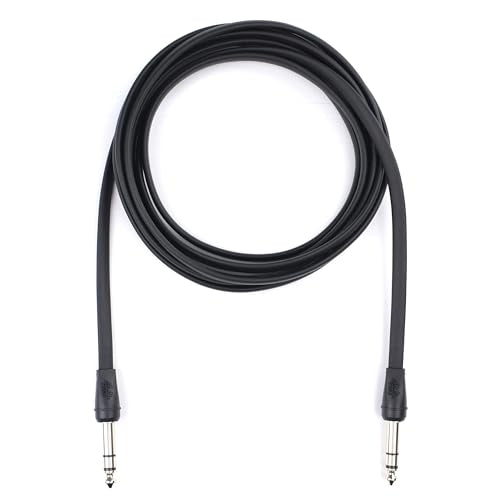 Flat Low Profile Stereo Guitar Patch Cable 6.5ft for Effects Pedals, 1/4 inch TRS Slim Straight Plugs, Black - color: Black, size: 6.5ft TRS(Straight to Straight)
