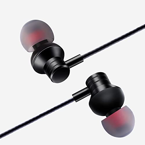 Empsun Wired Earbuds Headphones with Microphone Stereo Bass Earphones Noise Isolation in-Ear Headset Compatible with All Smartphones Tablets iPod IPad MP3 Player That with 3.5 mm Interface(Black) - color: Black