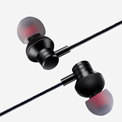 Empsun Wired Earbuds Headphones with Microphone Stereo Bass Earphones Noise Isolation in-Ear Headset Compatible with All Smartphones Tablets iPod IPad MP3 Player That with 3.5 mm Interface(Black) - color: Black