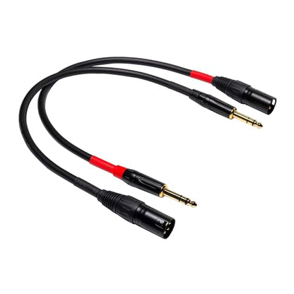 1/4 Inch to 3-pin XLR Cable, 6.35mm Quarter inch TRS Male to XLR Male Microphone Balanced Cable (1FT) - size: 1FT