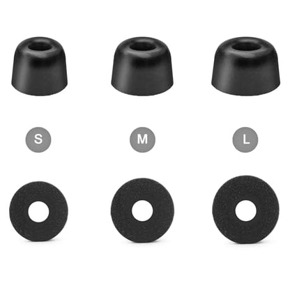 Klowcok Foam Replacement Earbud Tips for TV Ears Digital Headset, Medium | In-ear Headphones Tips, Comfort Fit, 3 Pairs, Black - size: Medium