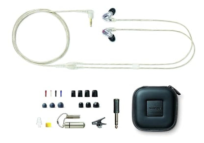 Shure SE846 Gen 2 Sound Isolating Wired Earphones - Clear | Flagship in-ear monitors with four drivers and customizable sound; includes 64-inch detachable cable - color: Clear, style: Gen 2