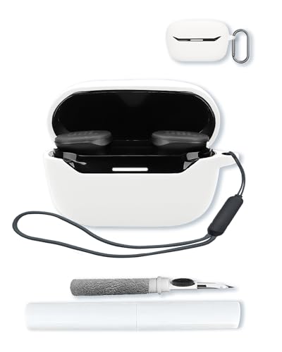 Case for Endurance Race 2 True Wireless in Ear Earbuds,Soft Protective,Shockproof, BOVUGAC Silicone Case Cover with Keychain & Cleaning Kit & Lanyard-White - color: White