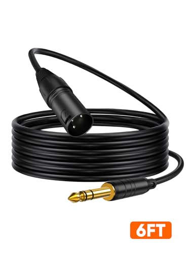 1/4" to XLR 3Pin,6.35mm TRS to XLR Male Balanced Microphone Patch Cable | Quarter inch TRS Plug to XLR For Amplifiers,Mixer,Speaker,Guitas,Studio Monitor,3~50ft - size: 6FT-1pcs