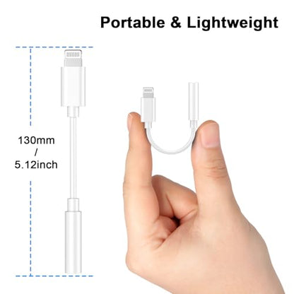 (Apple MFi Certified) 3 Pack Lightning to 3.5 mm Headphone Jack Adapter for iPhone,iPhone Headphone Adapter Converter Dongle Audio Cable Compatible with iPhone 14 13 12 11 X XS 8 7 Support All iOS