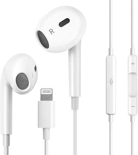 Wired Headphones for iPhone Ear buds with Lightning Connector (Built-in Microphone & Volume Control) Earbuds Compatible for iPhone 14/14 Pro/14 Plus/13/12/11/XR/XS/X/8/7【Official Certified Earphones】