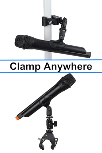 Mic Crab Clamp Microphone Mount with Double Ball Head Adjustment 1/4" to 5/8" Thread, Fits Mic Stand, Drum Stand, Desktop Shelf